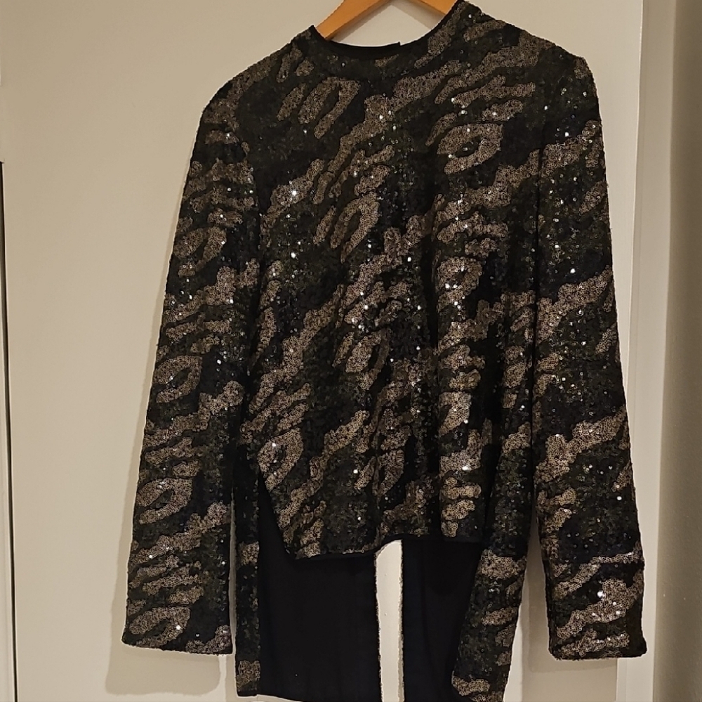 Sequin Black and Silver Women's Top